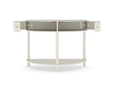 Artisan-Crafted Wave-Pattern Demi-Lune Console Table with Creamy White Finish,Unique Half Moon 23846841
