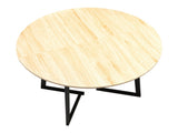 35.43 Inch Half Split Round Dining Table for 4-5 People, Industrial V-Shaped Bend Metal Legs Space 71727497