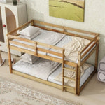 ZUN Solid Wooden , Solid Rubber Wooden Twin over Twin Loft Bed with Ladder ,Upper and Bottom Bed W504P191652