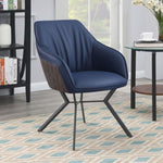 ZUN Blue and Gunmetal Upholstered Dining Chairs B062P145617