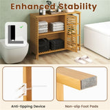 39.5"x14"x31.5" Bamboo Bathroom Cabinet - Enclosed Cabinet Open Shelves, Ample Storage 16427838