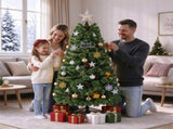 5FT Pre-Lit Artificial Christmas with Ornaments, 140 Warm White LED Lights, PVC Hinged Xmas 87148215