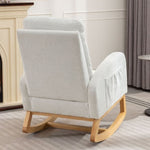 ZUN Accent Rocking Chair with Footrest High Back Rubber Wood Rocking Legs Bedroom Living Space 26.77D X W2231P143508