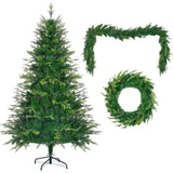 6FT Pre-Lit Aspen Fir Artificial Christmas Tree with Wreath & Garland,Grass Green Xmas Tree with 380 N704P198430F