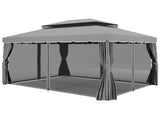 10' x 13' Outdoor Gazebo Aluminum Frame Double Roof Shelter with Netting & Curtains for Patio 13114202