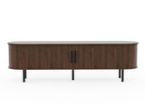 Walnut Embossed Particle Board TV Stand, Oval Tabletop 1473558cm, Modern Entertainment Center with 34294354