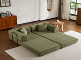 Convertible Sleeper Sofa Bed with Cylindrical Pillow, Corduroy Folding Mattress Couch with W3434P378558