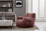 010-Soft Teddy Fabric Tufted Foam Bean Bag Chair With Teddy Fabric Bean Paste Red W52753863