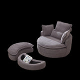 38"W Oversized Swivel Chair with moon storage ottoman for Living Room, Modern Accent Round Loveseat W834P150053