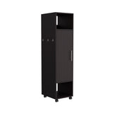 Cluster 63" Tall Wardrove One-Door Cabinet with Mirror, Three Shelves, Casters and Hanging Rod, B070P210733