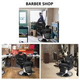 Barber Chair with Round Base and Footrest, PVC Leather Upholstery, ABS Armrests, 10033230