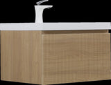 24'' Floating Bathroom Vanity Sink Combo, Modern Wall-Mounted Striped Bathroom Storage Cabinet W1573P265193