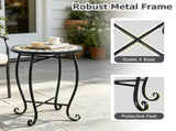 14" Metal Side Table, Indoor Outdoor Decorative End Table X-Base Heavy Duty Plant Stand for Patio 24055229