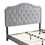 Upholstered Bed Button Tufted with Curve Design - Strong Wood Slat Support - Easy Assembly - Light W311P228694