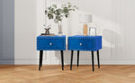 ZUN Modern Nightstands Set of 2 with Drawer and Crystal Handle, Elegant Rivet Velvet Design Bedside 33309325