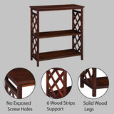 Console Table 3-Tier with Storage Shelves,Open Bookshelf Bookcase with Solid Wood Legs for Hallway, 95162879