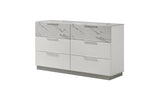 Mist Dresser Two-Tone High-Gloss Marble & Lacquer Finish with Six Spacious Drawers, Velvet-Lined G150108674