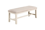 ZUN White Classic 1PC BENCH Rubberwood Beige Fabric Cushion Seats Dining Room Furniture Bench B011120835