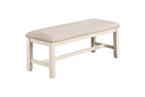 ZUN White Classic 1PC BENCH Rubberwood Beige Fabric Cushion Seats Dining Room Furniture Bench B011120835