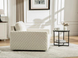 29.5''W Upholstered 360&deg Swivel Armchair with Hidden Storage, Comfy Diamond-Shape Tufted Armrests W3118P419157
