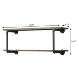 Antique Oak and Sandy Grey 2-Tier Wall Shelf B062P184601