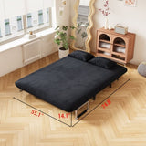 velvet black 55 Convertible Chair Bed, Tri-Fold Sofa Bed with Adjustable Backrest & Pillow, Leisure W1767P192807