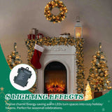 Pre-lit Holiday Christmas 4-Piece Set, Christmas Garland, Wreath and Set of 2 Entrance Trees with 19956459