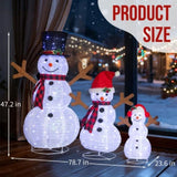 Set of 3 Lighted Snowman Family Christmas Yard Decorations, 4FT 3FT 2FT Pre-lit Pull Up Snowman with 22470567