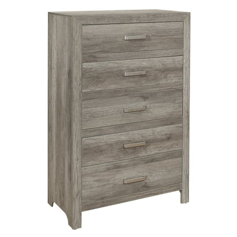 ZUN Transitional Aesthetic Weathered Gray Finish Chest with Drawers Storage Wood Veneer Rusticated Style B01146548