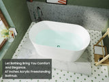 55" Acrylic Freestanding Bathtub, Small Soaking tub, Glossy White, Toe-tap Chrome Drain, cUPC W1675P189567