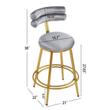 ZUN 27.65'' Modern Counter Stools Set of 2,Dark gray velvet Counter Stools with iron Frame,Soft back and N780P194940G