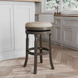 30" Bar Stool, Weathered Gray Finish, Beige Fabric Seat B04660733