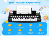 25 Keys Mini Digital Piano for Kids Age 3, Lighted Teaching Mode with 6 Tones & 15 Demo Songs-Black 34333333