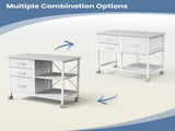 Rolling File Cabinet with Adjustable Shelf 3 Fabric Drawers Lockable Wheels, White 66477705