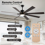 ZUN Walnut LED Ceiling Fan Light with 8 Wooden Blades, Remote Control, Dimmable & Adjustable Color W1340P244569