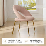 061-Set of 1 Velvet Fabric Chairs With Curved Backrest and Golden Metal Legs for Kitchen or W527P255478