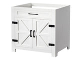 Washed white particleboard with melamine veneer, barn double door with U-shaped internal shelves, 51683906