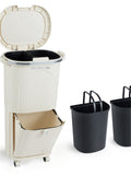 10 Gallon Kitchen Trash Can with Lid and 2 Removable Buckets,2 Compartments ,PP Material,17" 11.5" 30665338