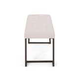 Upholstered Button Tufted Bench,Beige and Bronze N757P256383A