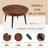 ZUN Modern Round Coffee Table - Annular Texture, Durable and Robust With a Diameter of 23.6 W2920P226079