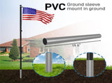 Flag Pole Kit for Outside House in Ground, 25FT Sectional Aluminum Extra Thick Flagpole, 5x3 US 38173656