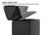Black 17 Gallons Pedal Trash Can with Soft Close Lid, Removable Inner Bucket & Detachable Wheels, 74963534