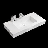 BB02-36-101, Integrated solid surface basin WITHOUT drain and faucet, glossy white color W1865107115