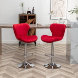 ZUN Ellston Upholstered Adjustable Swivel Barstools in Red, Set of 2 T2574P165086
