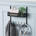 ZUN Over The Door Hooks Hanger For Clothes, Over The Door Towel Rack With Basket, Coat Hanger Over Door 96396165