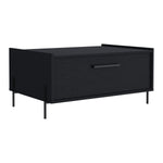 ZUN Coffee Table 15.6" H, 1 shelf, 4 legs, Black B097P250877