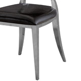 ZUN Leatherette Dining Chair Set of 2, Oval Backrest Design and Stainless Steel Legs 60238339