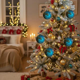 6PCS Set 3.9" Christmas Ball Ornaments Glass Hanging Balls for Holiday Treeations Colorful 78818053