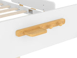 Full Size Platform Bed with Storage Drawers, Solid Wood Beds Frame with Bed Guardrail, Small Shelf, W1580P373244