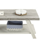 ZUN Athens Contemporary Two-Tone Wood Shelf Coffee Table in Weathered Gray and Beige T2574P164646